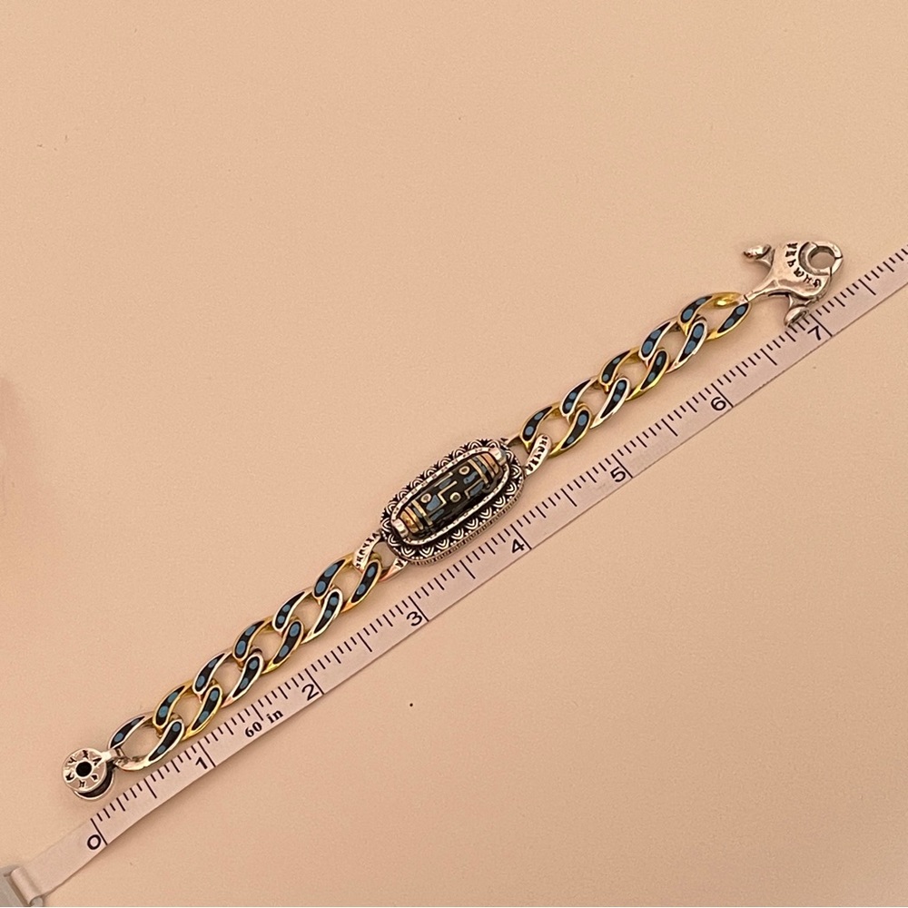 Vintage Chinese STERLING SILVER Gold Plated Turquoise Unique Whimsical Bracelet - Picture 11 of 16